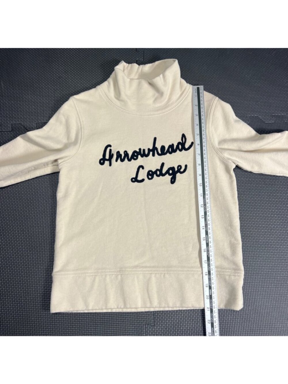 Madewell Arrowhead Lodge Embroidered Turtleneck Sweatshirt XS Cream Cotton Blend - Picture 3 of 5